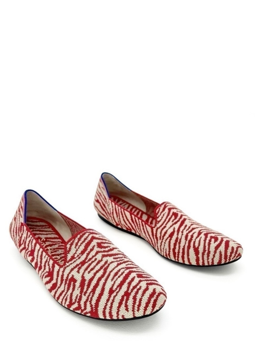 Rothy’s The Almond Loafer Zebra Print Red & Tan Size 10.5 EUC